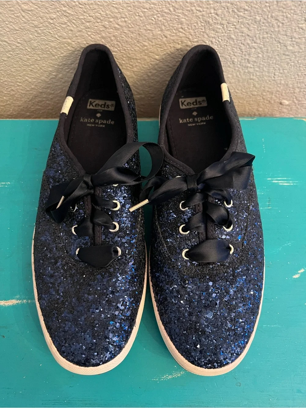 Keds x Kate Spade NY Champion Glitter Blue Sneaker Size 9.5